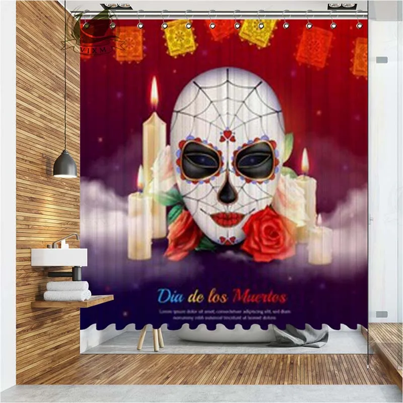 VIXM День мертвых занавески для душа Водонепроницаемый полиэстер ткань занавески для ванной комнаты для домашнего декора - Цвет: VIXM 19090
