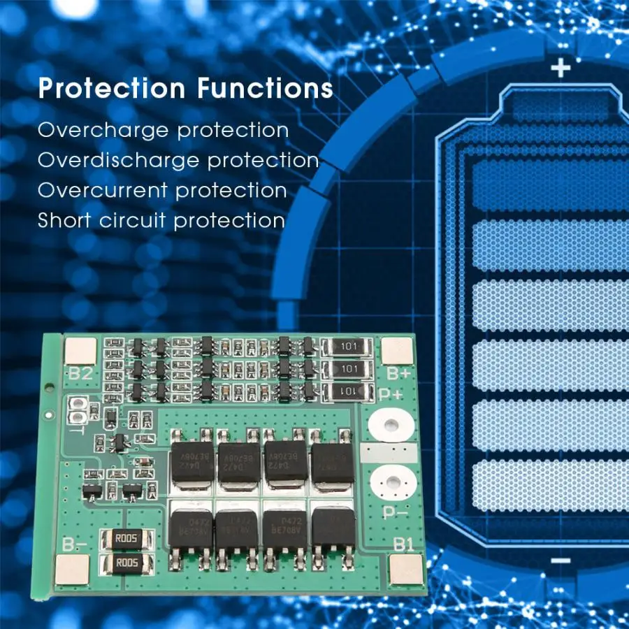 Тестер емкости батареи 3S 12V 25A литиевая батарея Защитная плата PCB BMS с цепь балансировки испытательное оборудование
