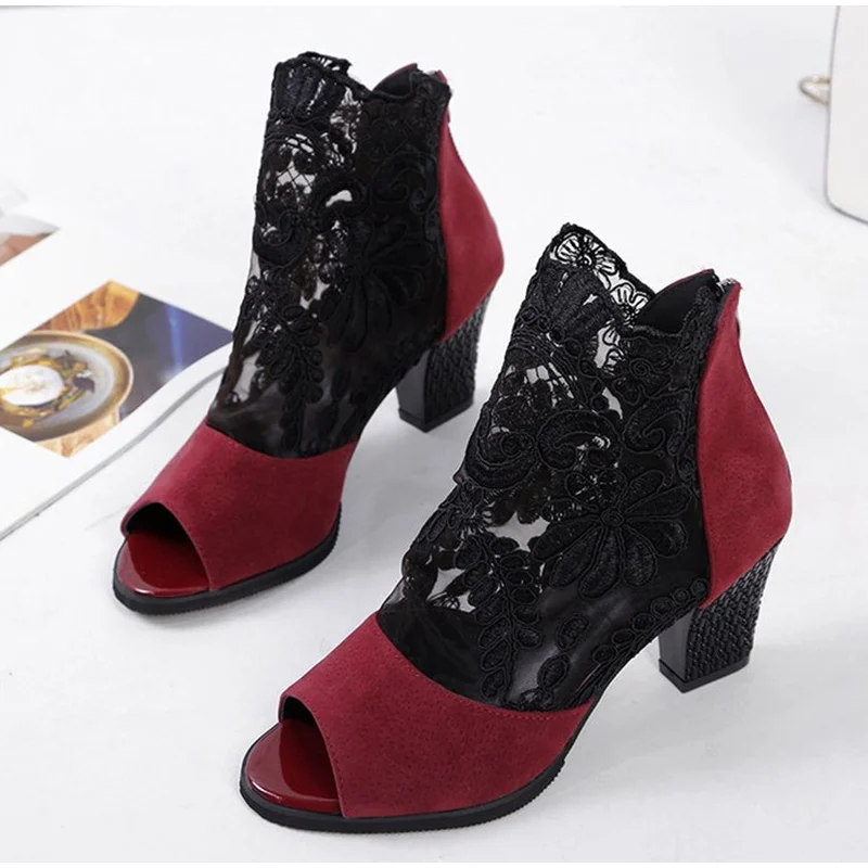 MCCKLE/летние сетчатые Босоножки с открытым носком; пикантные тонкие туфли на каблуке; кружевные туфли-лодочки; женская модная обувь на высоком каблуке; женская обувь на платформе; коллекция года