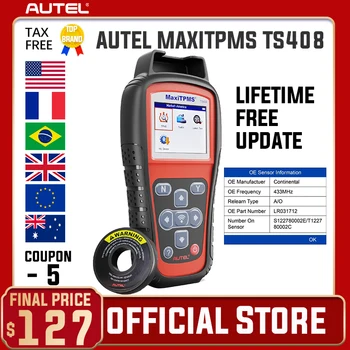 

Autel MaxiTPMS TS408 Diagnostic Tool TPMS Sensor Programmer OBD2 315 433MHZ Sensor Tire Pressure Cars Diagnostic Auto PK TS401