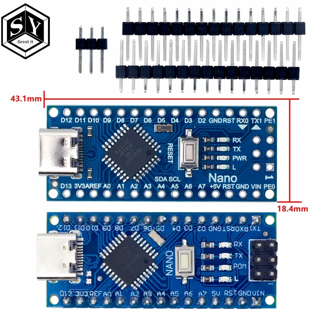 Макетная плата для контроллера arduino Nano 3 0 Atmega328 модуль TYPE-C без кабеля USB C |