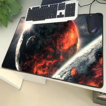 

XGZ Large Size Mouse Pad Sewing Side Burning Earth Pattern Cosmic Landscape Laptop PC Table Mat Rubber Universal Non-slip