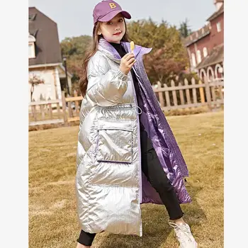 

Baby girl clothes brand coat children glossy thicker warm Over the knee outerwear Modis Kids winter down jackets for girls Y2472
