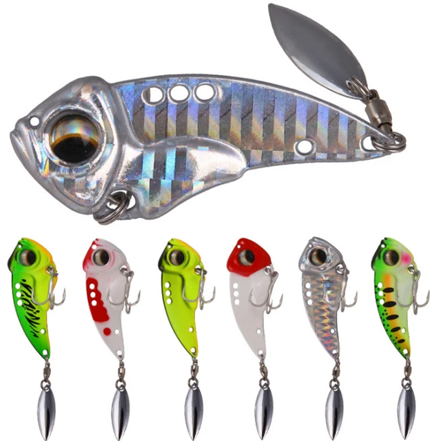 1pcs 8.5g 12.5g 17g Sinking Metal VIB Fishing Lure with Rotating Spoon Tail  Hard