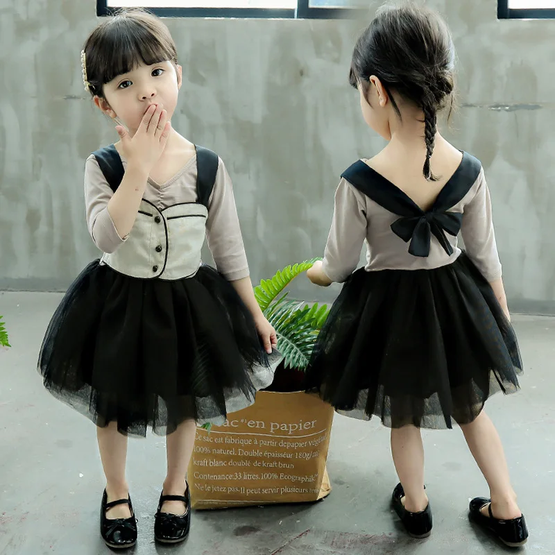 

Girls Dress Autumn And Winter New Style 2019 Autumn Childrenswear Baby Princess Dress Children Mesh Dress Fake Two-Piece Dance S
