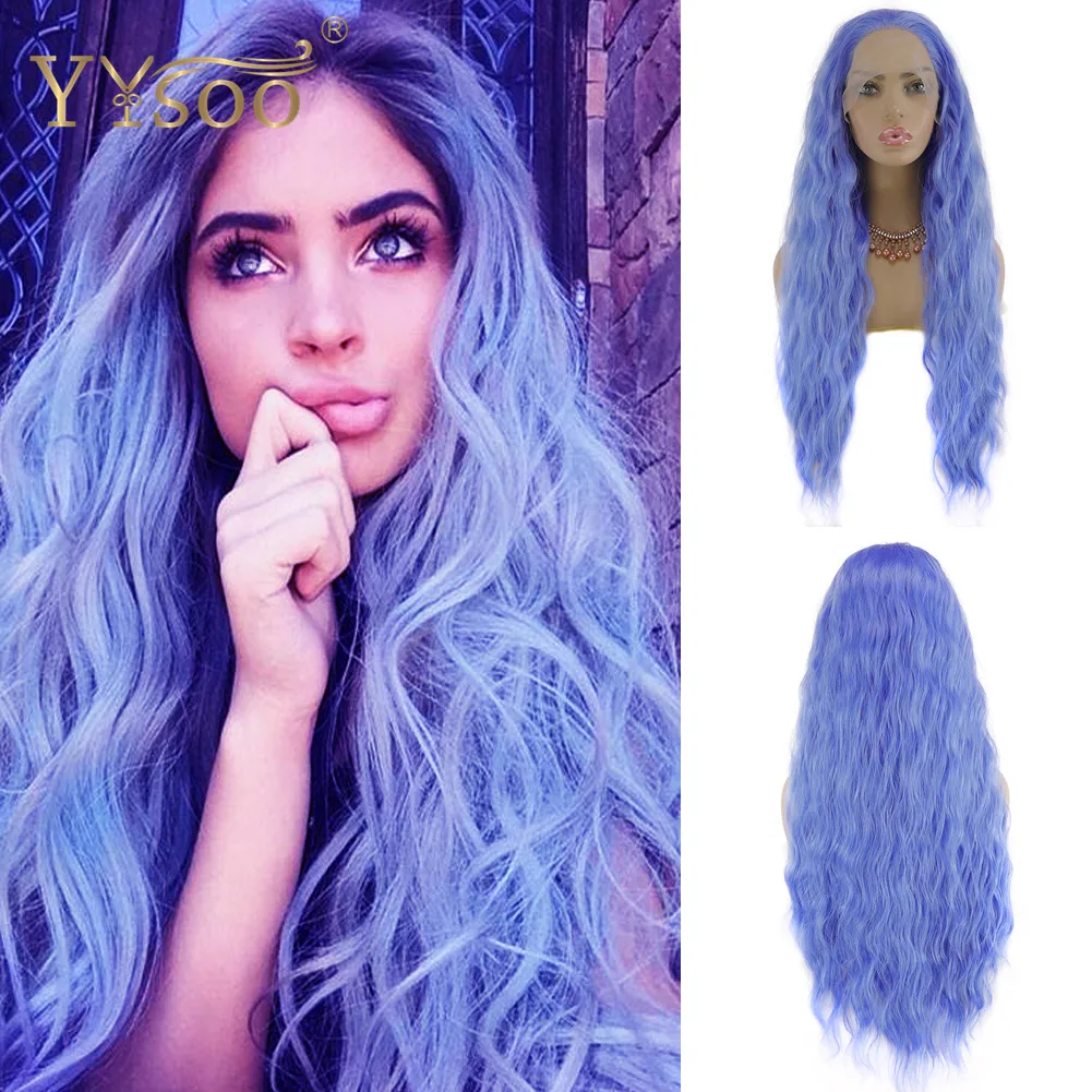YYsoo длинные синие синтетические кружевные передние парики для модных женщин 13x4