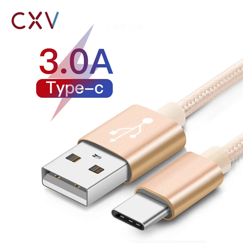 CXV USB нейлоновый кабель type-C для samsung S10 S9 Xiaomi Redmi Note 7 Быстрая зарядка для huawei зарядное устройство для мобильного телефона usb type-C кабель