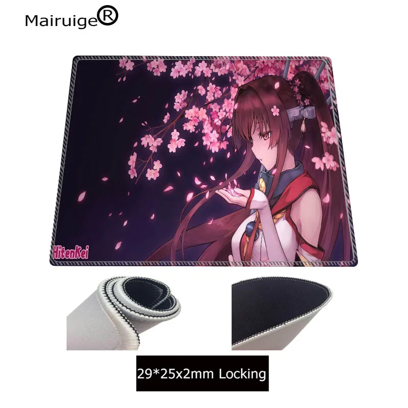 Cherry blossoms With Girl Large Lock Edge Mouse Pads Gaming Rubber Gamer Soft Comfort Mouse Mat For