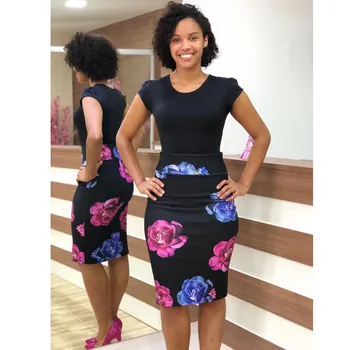 

Summer skirts womens 2020 Skirt Floral Print Casual Pack Hip Slim Fit Knee Length Skirt юбка Skirts Womens Mini Skirt jupe femme