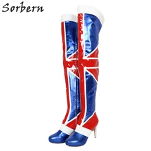 Sorbern/облегающие высокие сапоги унисекс на высоком каблуке, с круглым носком, на заказ, расклешённые облегающие высокие сапоги на шпильке и на платформе разных цветов