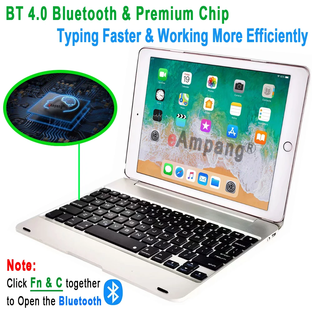 Skup Klawiatura Top Flip dla Apple iPad 9.7 2017 2018 5. Generacji etui z klawiaturą na bluetooth dla iPad Air 1 2 5 6 Pro 9.7 okładka