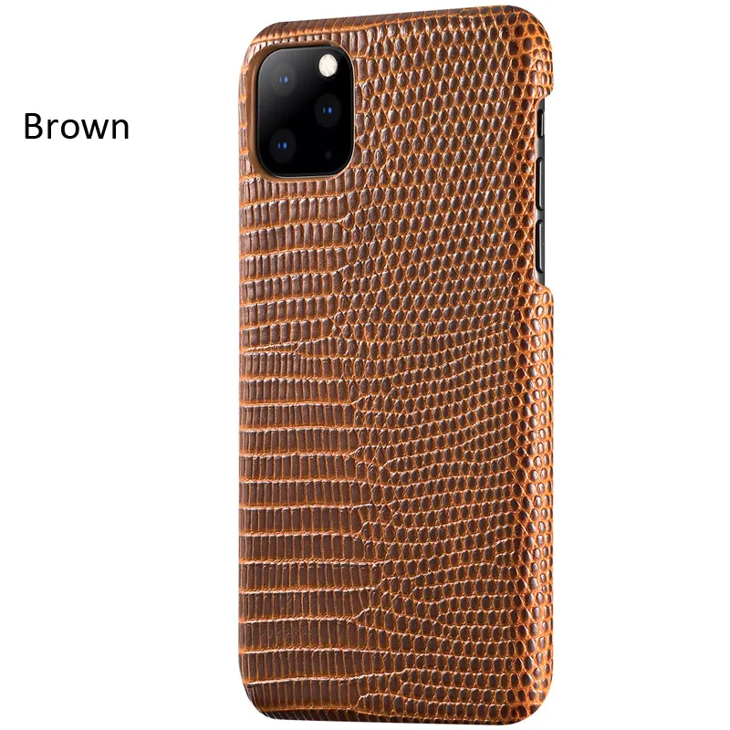 Ящерица, Змея шаблон кожаный чехол для iPhone 11 Pro Max Черная защитная крышка оболочки - Цвет: Brown