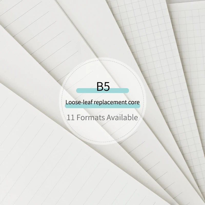 Recambio de cuaderno de hojas sueltas B5, carpeta espiral, agenda de página interior, planificador semanal mensual, línea de lista, cuadrícula de puntos, papel interior
