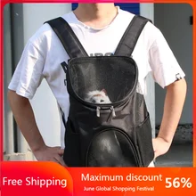 Складной Сетчатый Рюкзак-переноска для домашних животных, воздухопроницаемая вместительная уличная переноска для собак и кошек, с двумя лямками