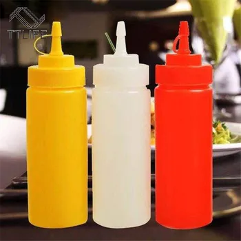 

340ml 10pcs Plastic Squeezed Seasoning Spice Bottle Spray Cap with Twisted Cruet for Ketchup Barbecue Seasoning Storage Bottle