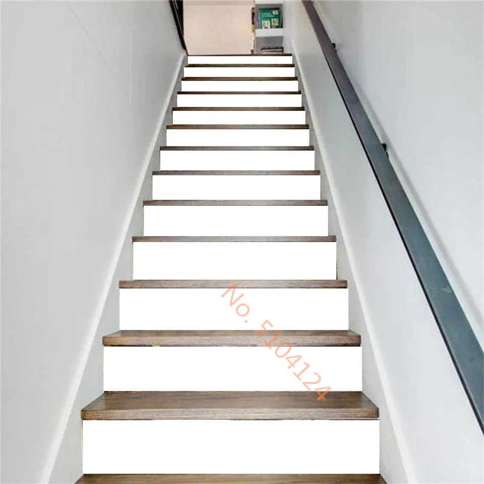 Description Picture 6 of item6 pcs/13pcs White Pattern Art Stairs Cover Stickers Peel & Stick Vinyl Staircase Mural Stair Riser Floor Sticker Wall Decal Home