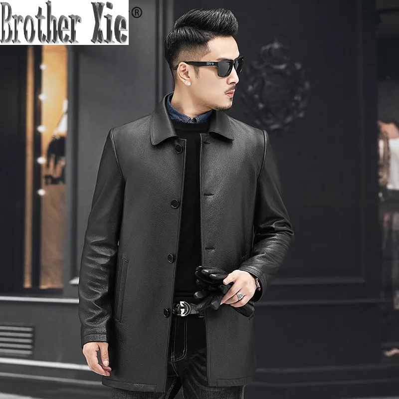 

Mens Leather Jacket Spring Autumn Genuine Leather Jackets Real Sika Deer Leather Coat Luxury Windbreaker W13a006 KJ4013