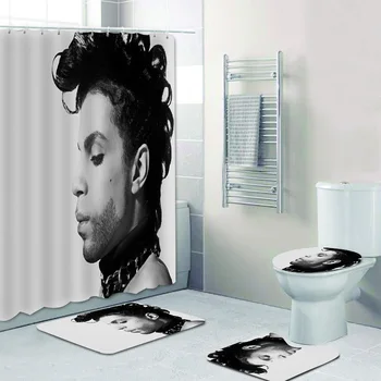 

Modern Prince Shower Curtain Set for Bathroom Music Singer Prince Bathroom Curtains Mats Purple Rain Prince Bathroom Accessories