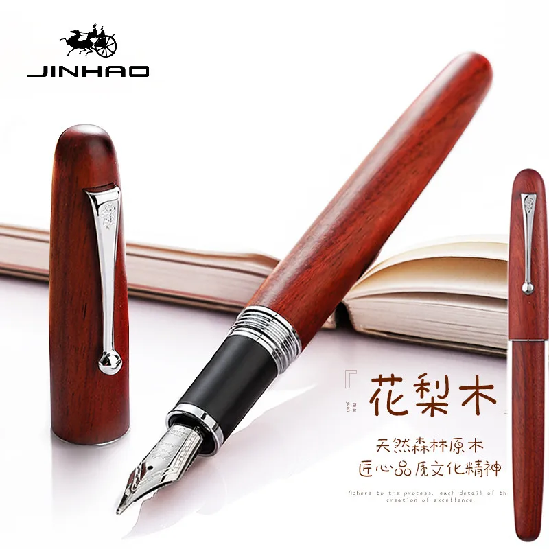 Jinhao новые деревянные авторучка Высокое качество 0 5 мм перо 2 Цвета роскошные
