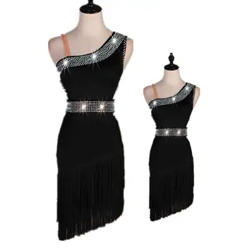 

Mother Daughter Tassel Dress Mom Girl Latin Salsa Tango Cha Cha Rumba Samba Dance Dresses Women Kids Girls Match Dancing Wear