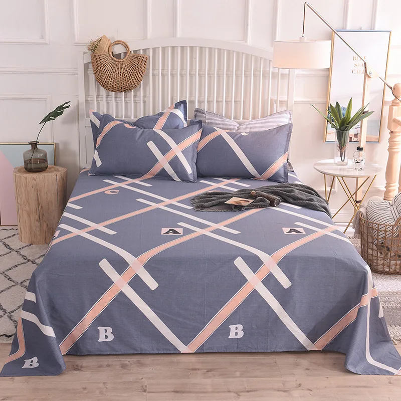 Color 2 Хлопок простыня односпальная двуспальная королева King size простыня цветочный мультфильм хлопок Удобный плоский лист 200x230 см - Цвет: Color 2