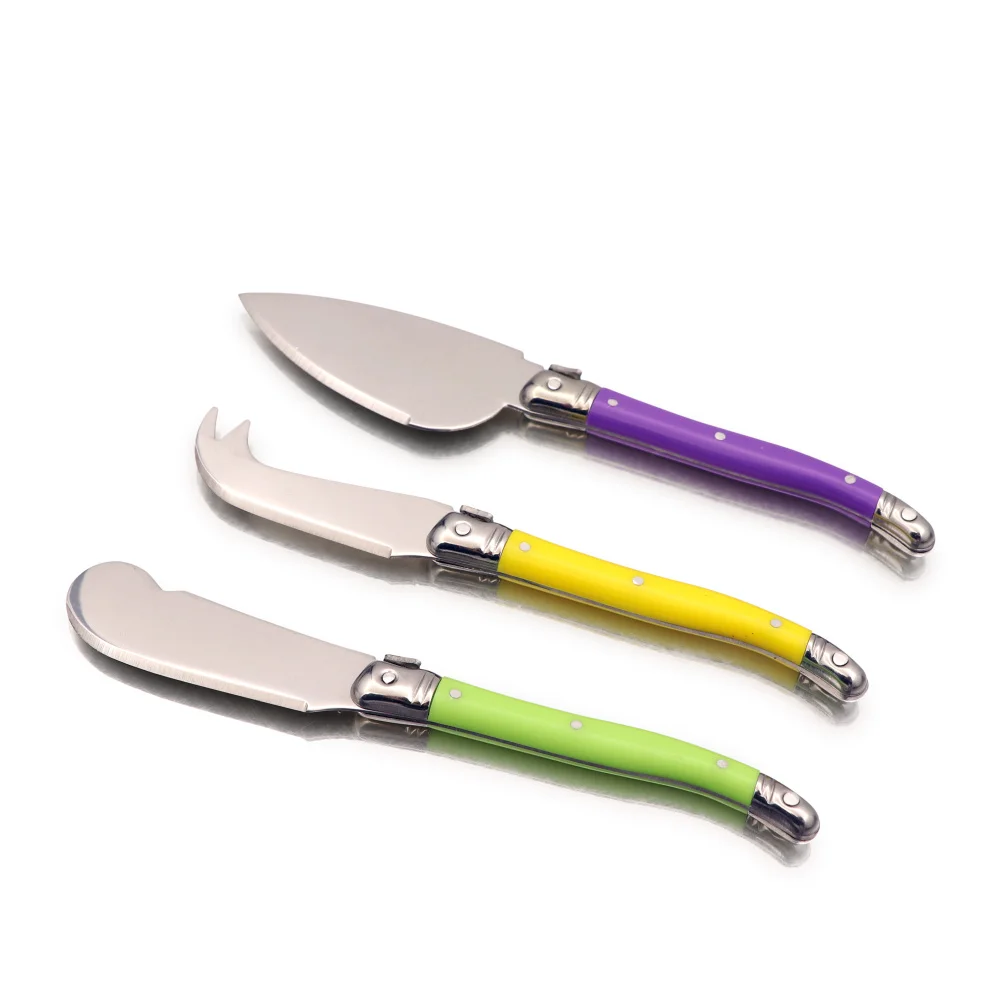 Jaswehome Laguiole Style Set of 3 Stainless Steel Cheese Knife Full Tang Handle Cheese Knives Cutter Slicer Utensils Cutlery Set