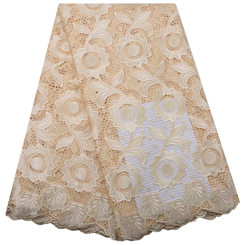 Zhenguir Nigeria dentelle tissu de haute qualitie broderie creuse for dentelle растворимый dans l Eau africaine1796 - Цвет: light yellow