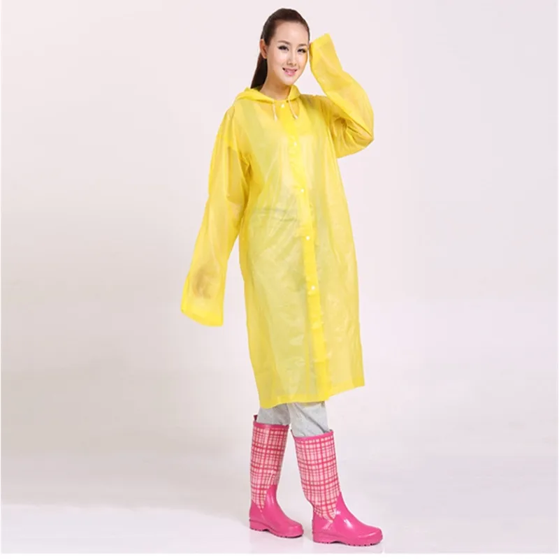 EVA Transparent Raincoat, Portable Outdoor Travel Rainwear, Waterproof Camping Hooded Ponchos, Plastic Rain Cover, Fashion