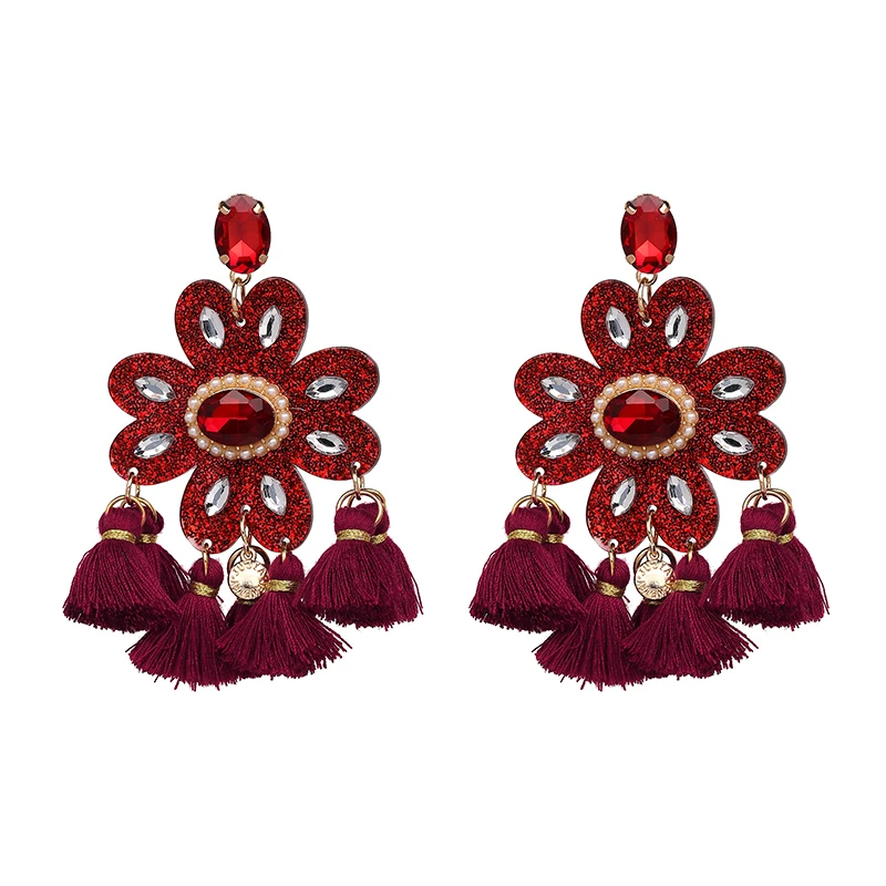 JURAN 32 дизайна красная богемная кисточка ручной работы серьги для женщин женские хрустальные свисающие серьги с бриллиантами статусные модные ювелирные изделия