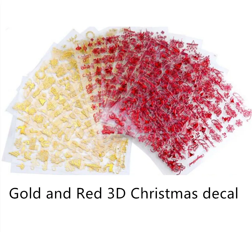 Горячая Распродажа Красный Рождественский стикер снежинки для ногтей 3D