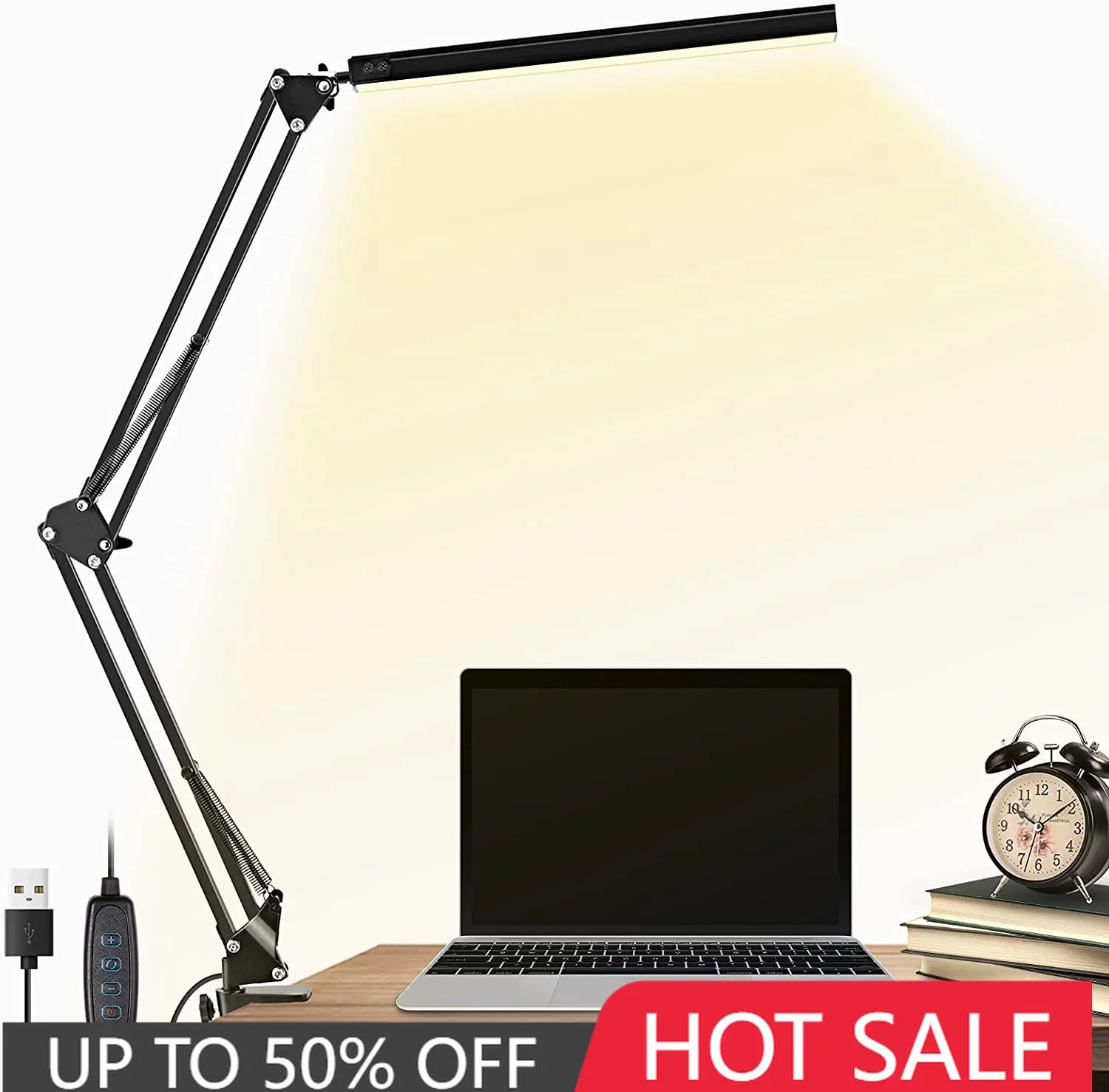 Swing Arm Lights LED Desk Lamp with Clamp Eye Caring Dimmable Lamps Modern Architect Table Reading Light for Study Work | Освещение