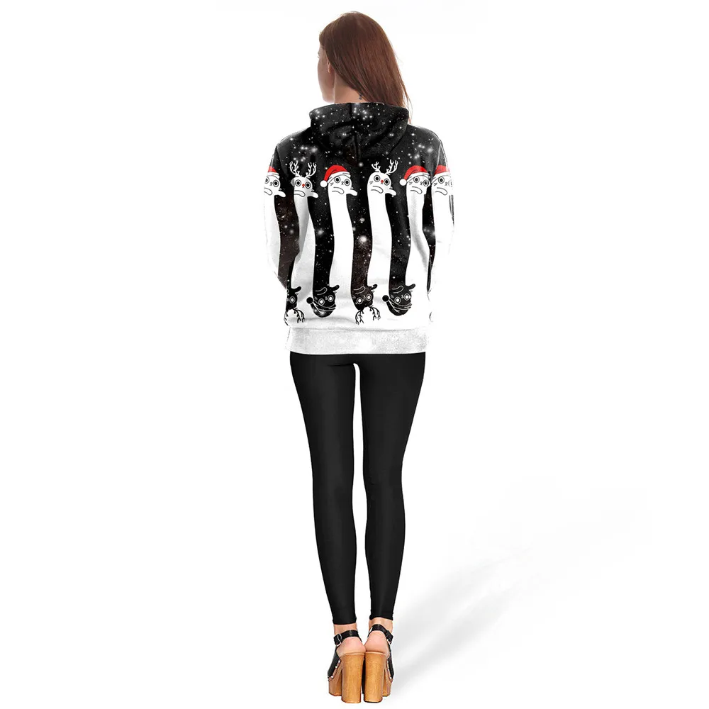 Autumn and winter Christmas costume new elk digital printing hooded sweatshirt Europe and the United States large size