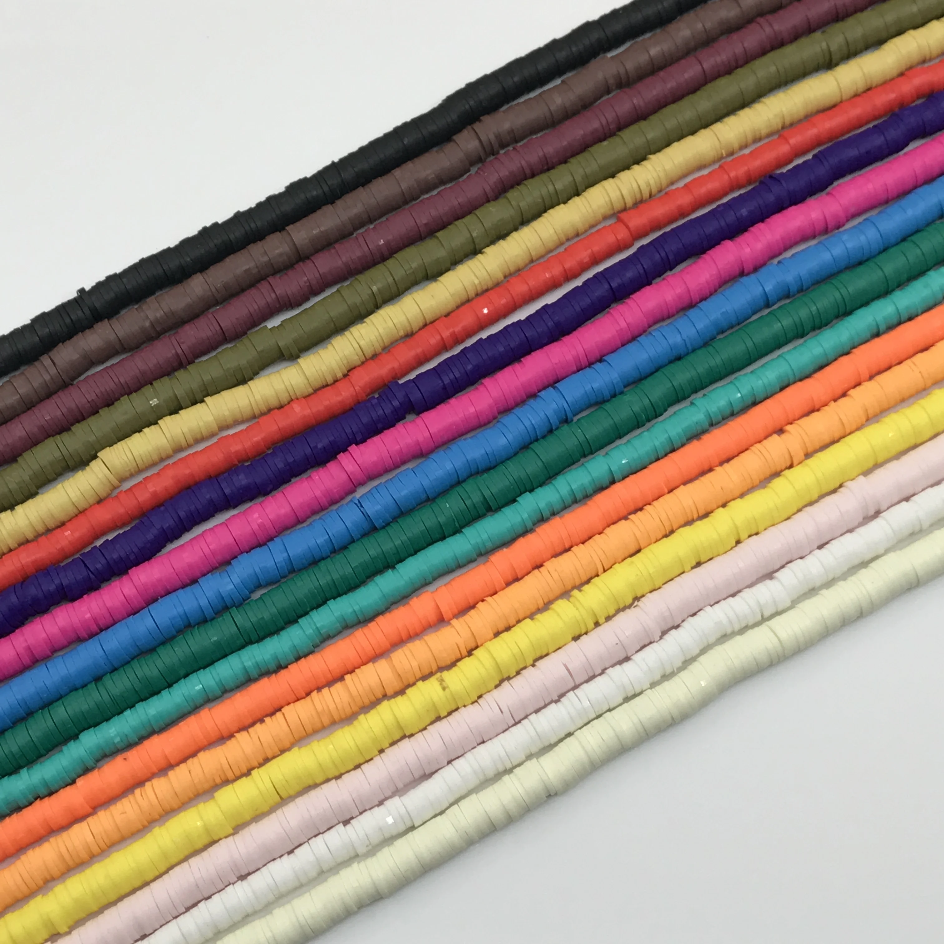 10strand/lot 17Colors Choice Polymer Clay Tiny Spacer Loose Bead,4/6/8mm Vinyl Disc Heishi Rondelle Vinyl Beads Crafts Bracelets