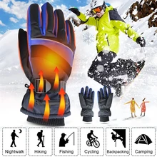 1 пара, перчатки с электрическим подогревом, зимние, тепловые, USB, для рук, теплые, с сенсорным экраном, зимние, теплые, водонепроницаемые, для мотоцикла, катания на лыжах, перчатки