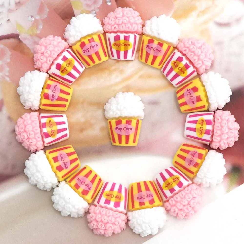 

2019 New 10Pcs 20X15mm Flatback Resin Artificial Popcorn Buttons For Scrapbooking Accessories Hairpin Decoration Accessories