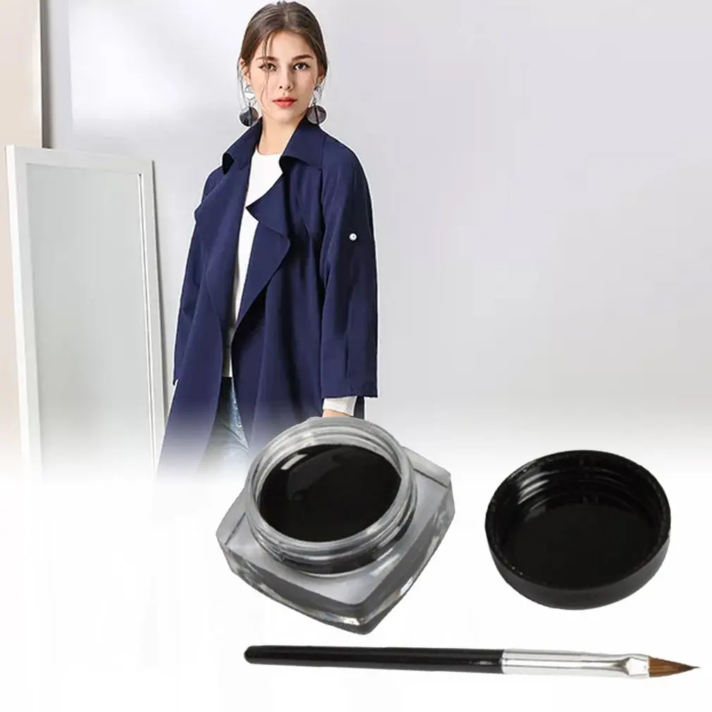 Черный водостойкий крем-подводка для глаз Make Up beauty Comestics стойкая гелевая подводка для глаз инструменты для макияжа теней с кистью