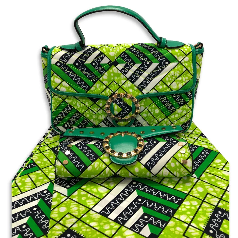 Африканская модная дизайнерская восковая ткань с женской сумочкой для свадьбы горячая Распродажа восковой сумки и хлопчатобумажной ткани набор