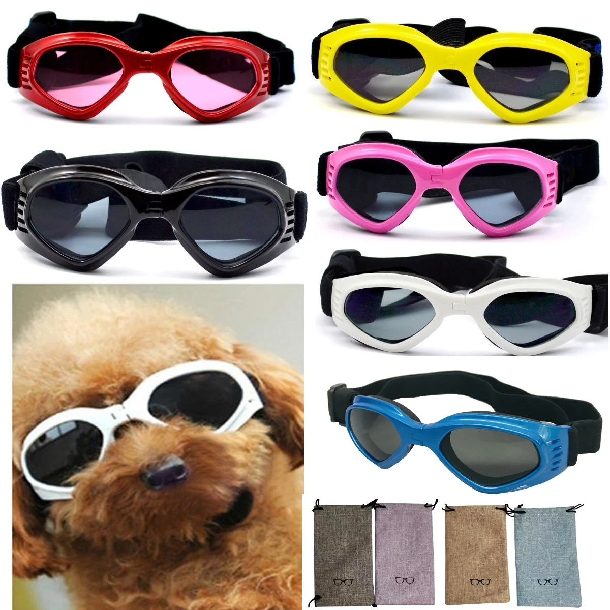 Gafas con bolsa para perro, lentes de sol con UV, para mascotas, 12 unidades|dog sunglasses|dog gogglesdog sun glasses AliExpress