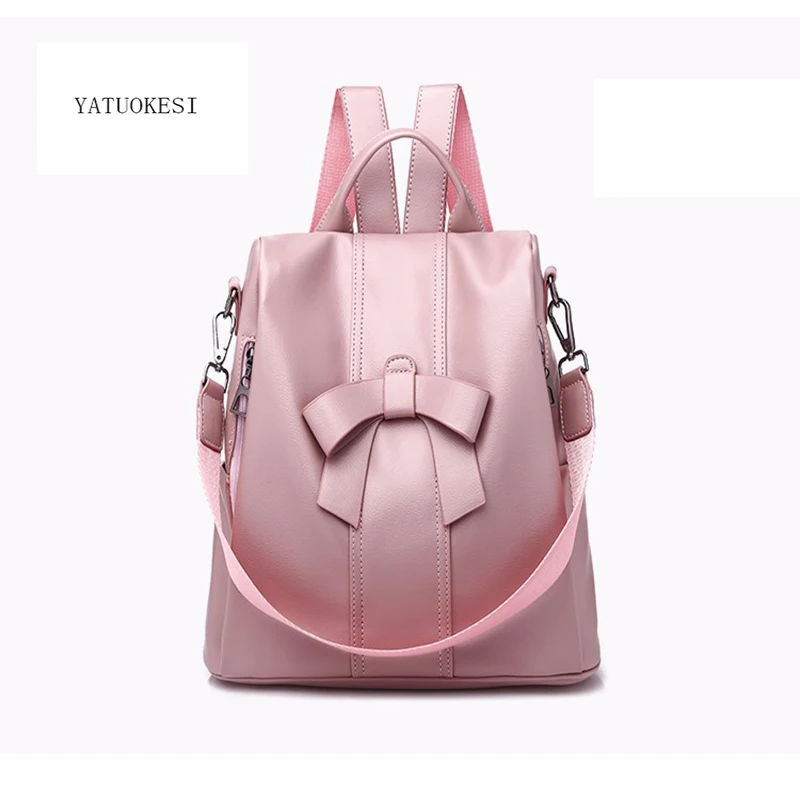 

Backpack Women Pu leather Bow Anti Theft Shoulder Bag Leisure Women Traveling Backpack Mochilas Mujer 2020 Female Bagpack Bolsos