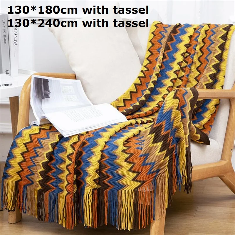 

Luxury Knitted Blanket With Tassel Summer Blanket Bed Sofa Travel Breathable Home Decor Bohemiann Nordic Bedspread Blanket