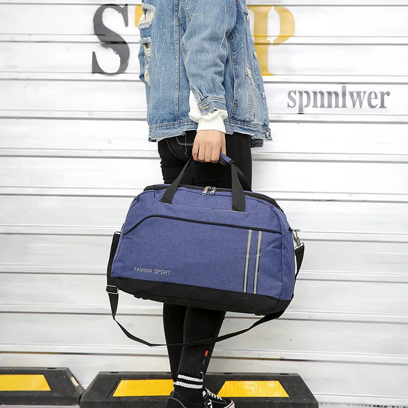 Корейский стиль, ручная дорожная сумка, мужская сумка через плечо, спортивная сумка для путешествий, спортивная сумка для фитнеса, сумка-слинг - Цвет: Синий