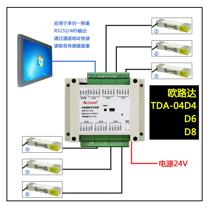Transmissor de Peso de Conversão de Amplificação de Sinal Digital Tda-04 Rs485 - Rs232 - Image 4