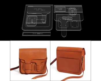 

DIY shoulder bag messenger bag paper grid pattern acrylic design design template handmade leather version drawing