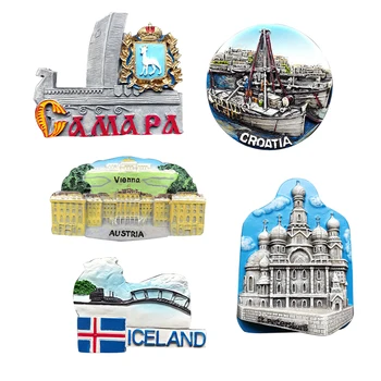 

3D Steroe Fridge Magnets Russia St. Petersburg Austria Vienna Iceland Croatia Travel Souvenir Refrigerator Sticker Home Decor