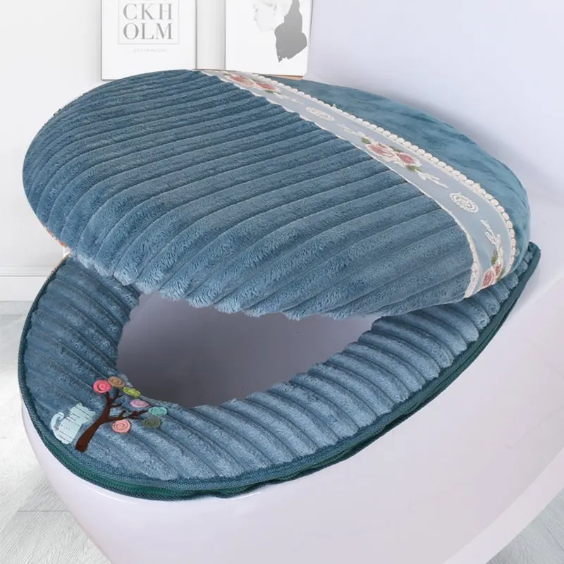 

Soft Corduroy Toilet Mat Cartoon Printed Toilet Seat Cover Universal Washable Toilet Protector Cover Cushion Bathroom Decor