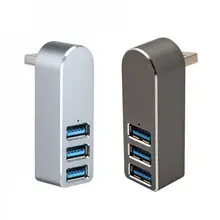 Алюминиевый сплав мини 3 порта USB 3,0 концентратор поворотный USB разветвитель адаптер для ПК ноутбук