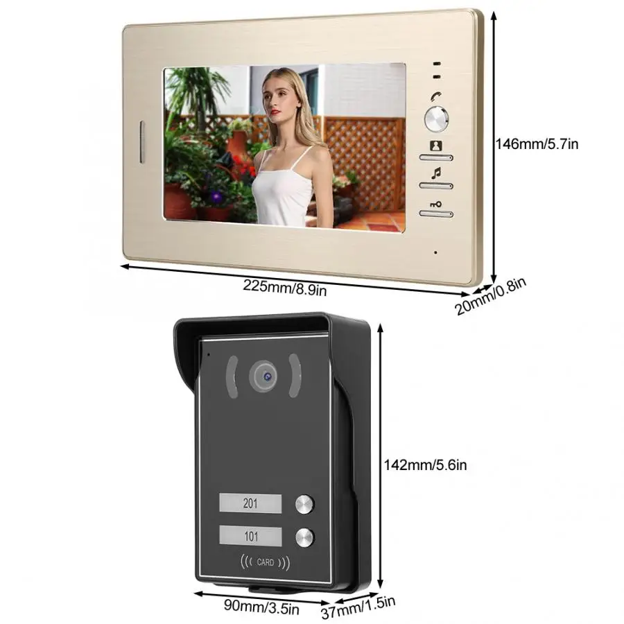 HD 7 видео домофон с 7-дюймовым экраном видеопереговорное устройство Система домофона интеллектуальная дверная камера доступа 110-240 В