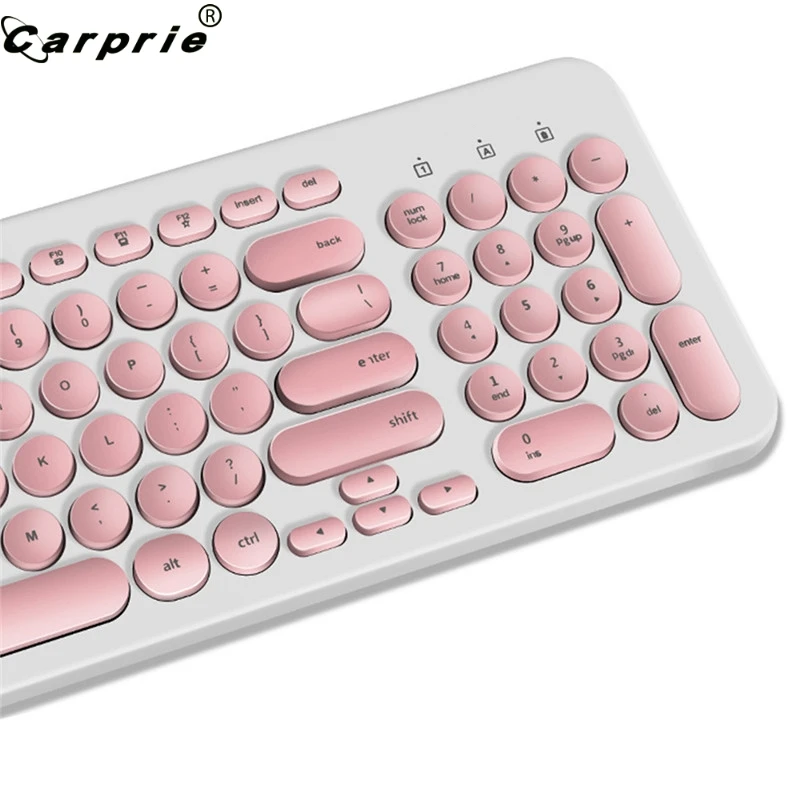 CARPIE розовая Беспроводная Клавиатура Мышь Комбо Круглые брелки 2,4 ГГц выпадающее бесплатное соединение долгий срок службы батареи игра мышь 90523