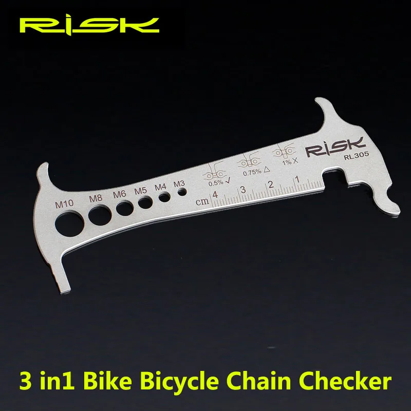 3 in 1 Bike Bicycle Chain Checker Wear Indicator Chain Hook Bolt Measurement For 8 9 10 11 Speeds Stainless Steel Risk RL305