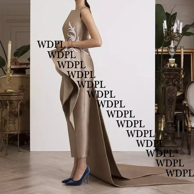 Robe de Soirée Longue en Satin avec Appliques en Dentelle, Modèle